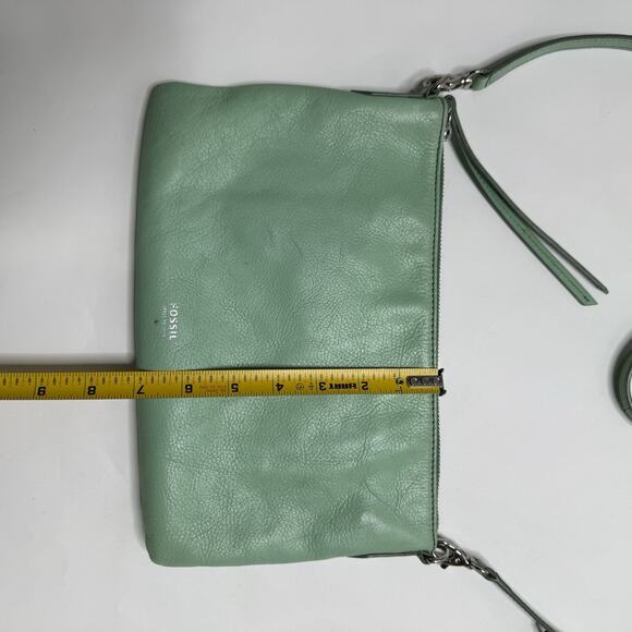 Fossil Mint Green Cowhide Leather Sydney Zip Top Crossbody Handbag Purse Medium - Picture 5 of 16